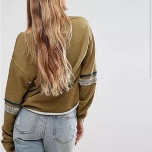 Free People Harper Beaded Sweatshirt in Moss 🐍🪩🧵✨
